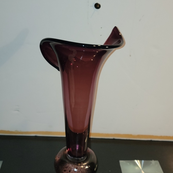 VINTAGE 1970S ITALIAN MADE ART GLASS VASE 8x16" - Picture 4 of 10